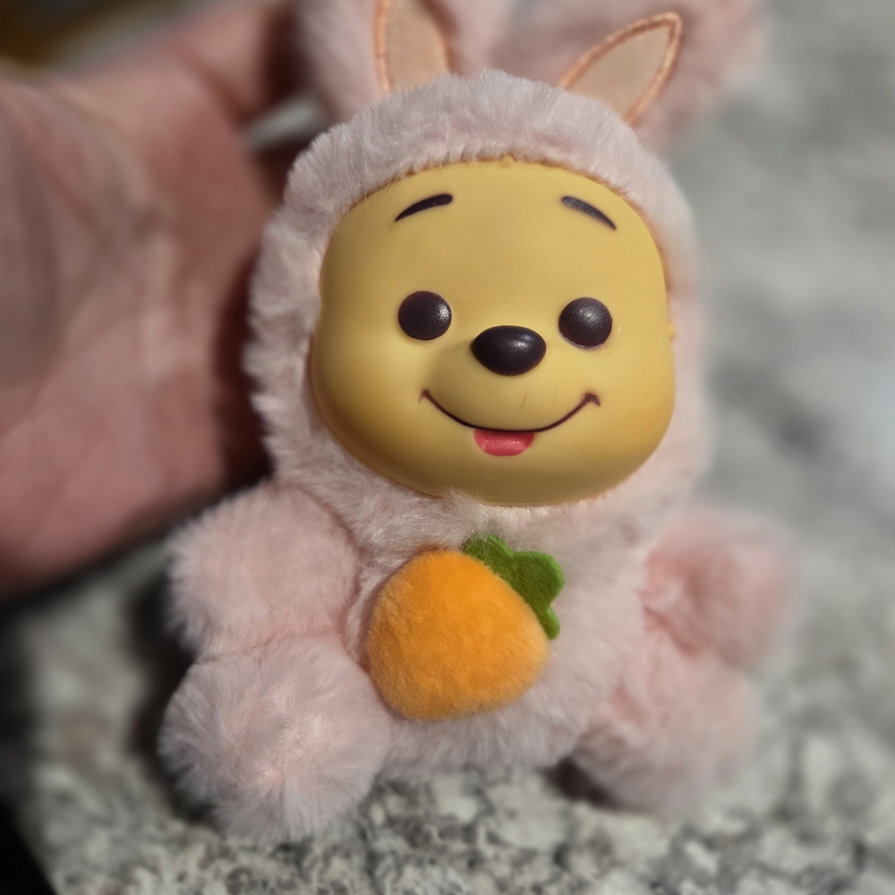 New Cute Pink Plush Winnie The Pooh  in Bunny Outfit